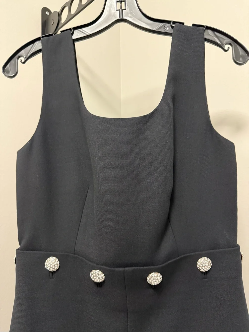 Tory Burch Black Jewel-Button Mini Shift Dress